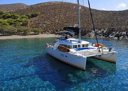 Private Full Day Catamaran Cruise with Lunch from Paros