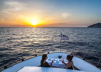 Sunset Cruise with Gourmet 5-Course Dinner in Santorini